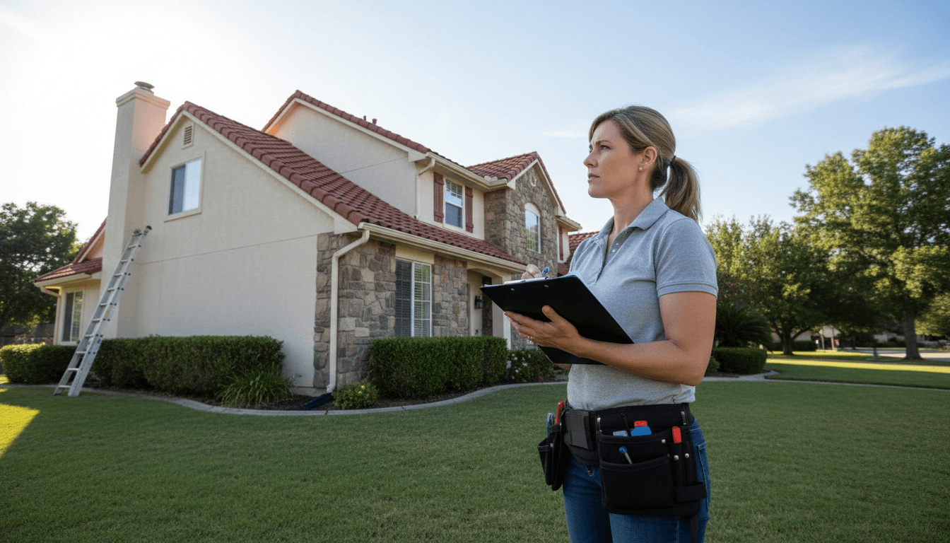 Experienced home inspector conducting thorough exterior property inspection